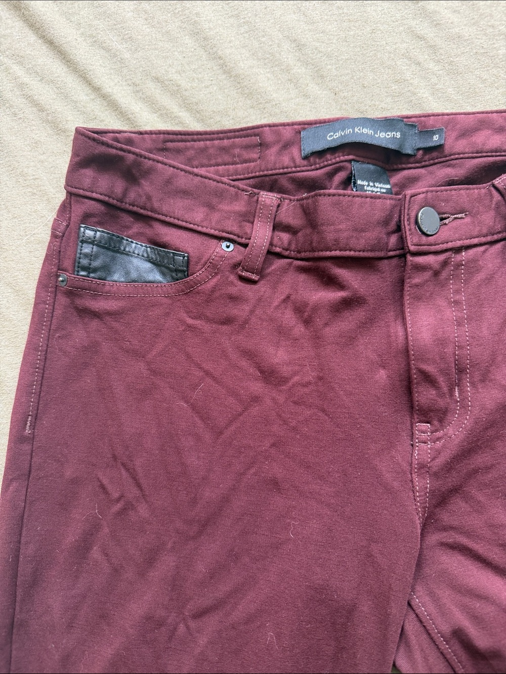 Calvin Klein Jeans Burgundy Slim Stretch Jeans